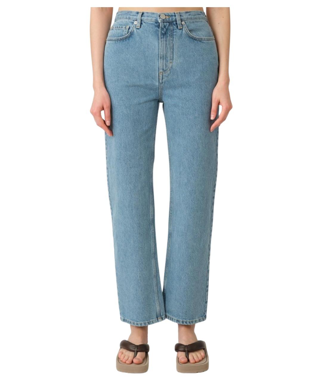 LOULOU STUDIO Голубые хлопковые прямые джинсы, фото 1