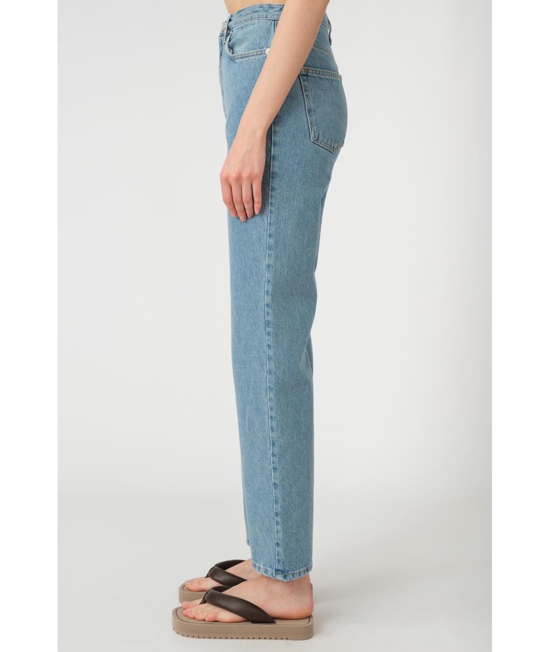 LOULOU STUDIO Голубые хлопковые прямые джинсы, фото 2