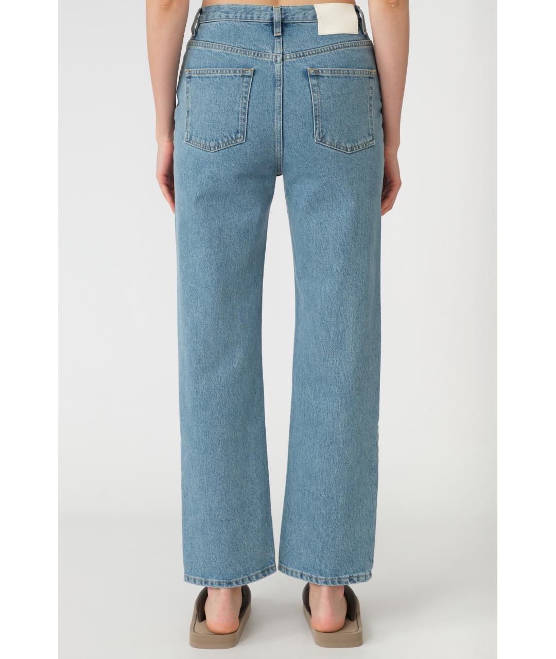 LOULOU STUDIO Голубые хлопковые прямые джинсы, фото 4