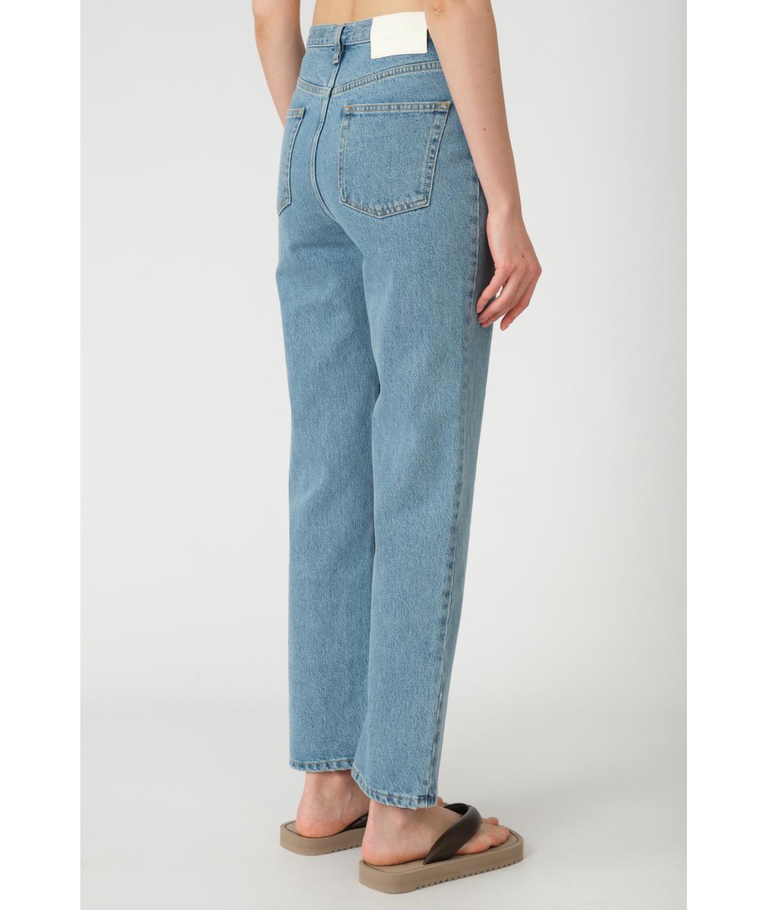 LOULOU STUDIO Голубые хлопковые прямые джинсы, фото 3
