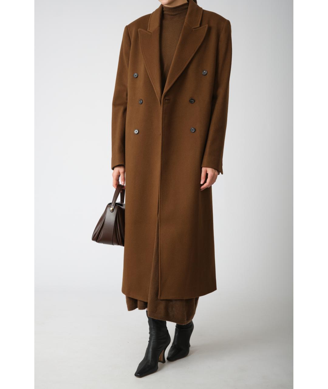 LOULOU STUDIO Коричневое шерстяное повседневное платье, фото 5