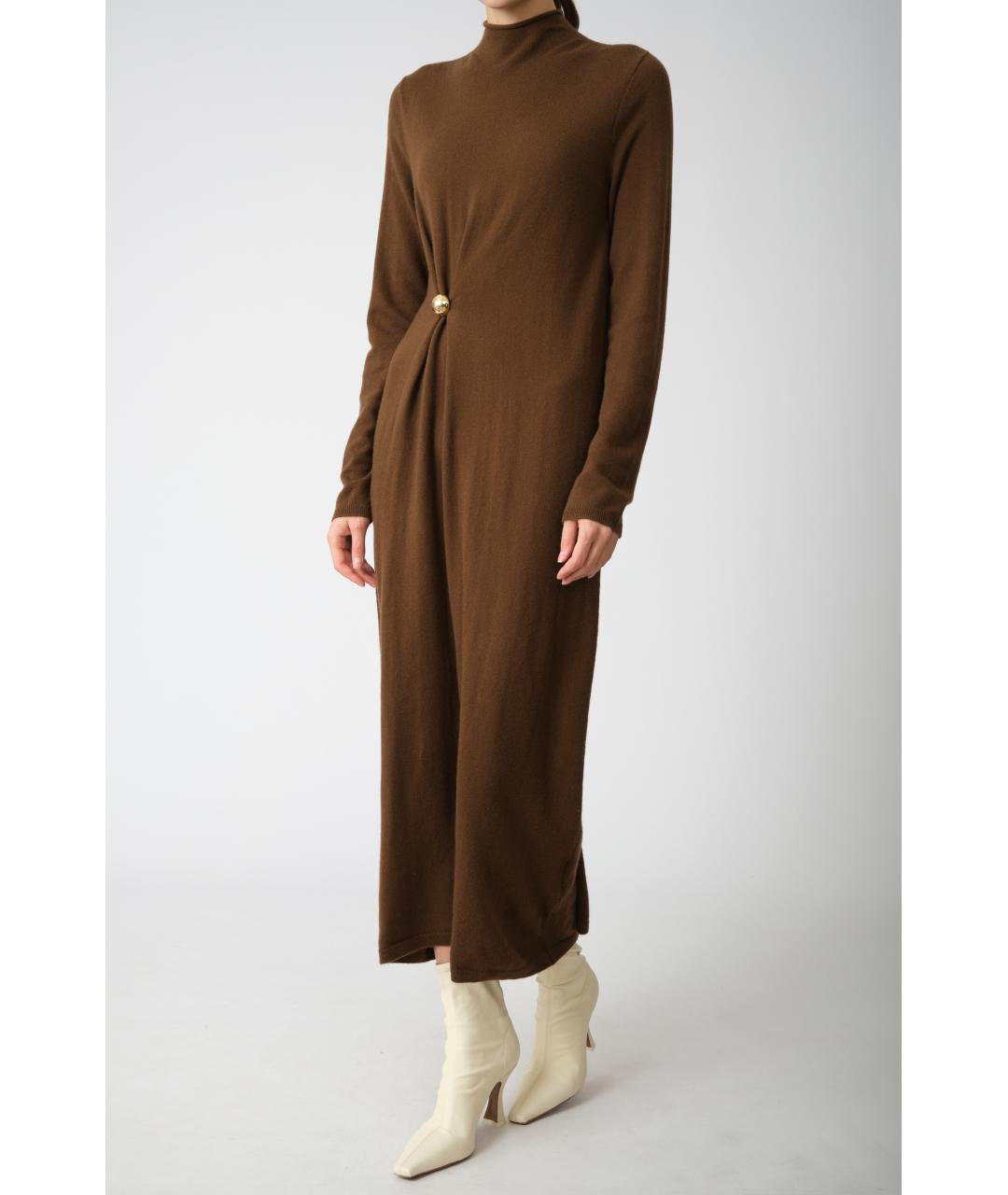 LOULOU STUDIO Коричневое шерстяное повседневное платье, фото 3