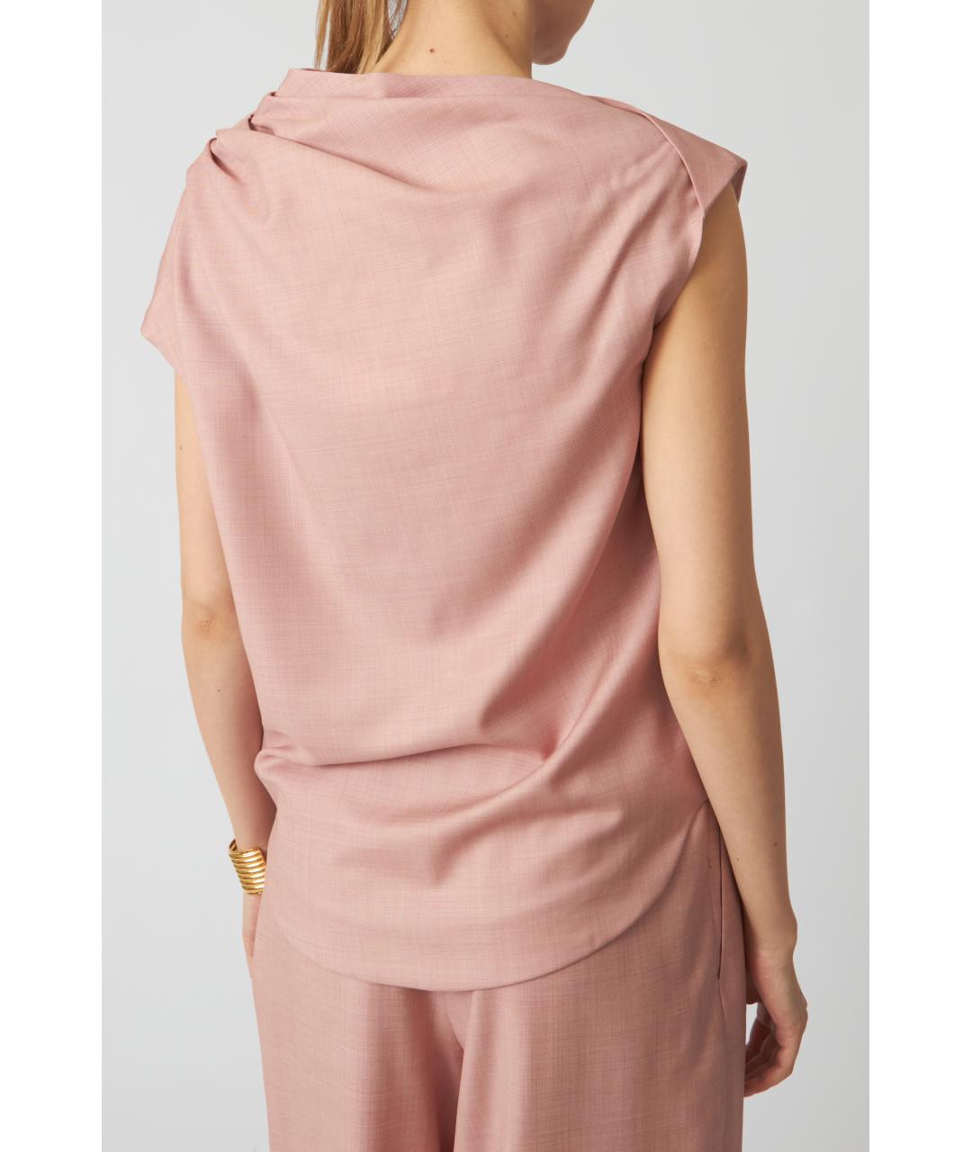 LOULOU STUDIO Розовая шерстяная футболка, фото 6