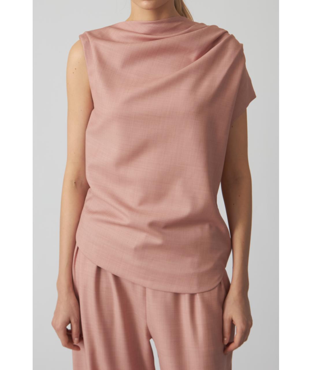 LOULOU STUDIO Розовая шерстяная футболка, фото 4