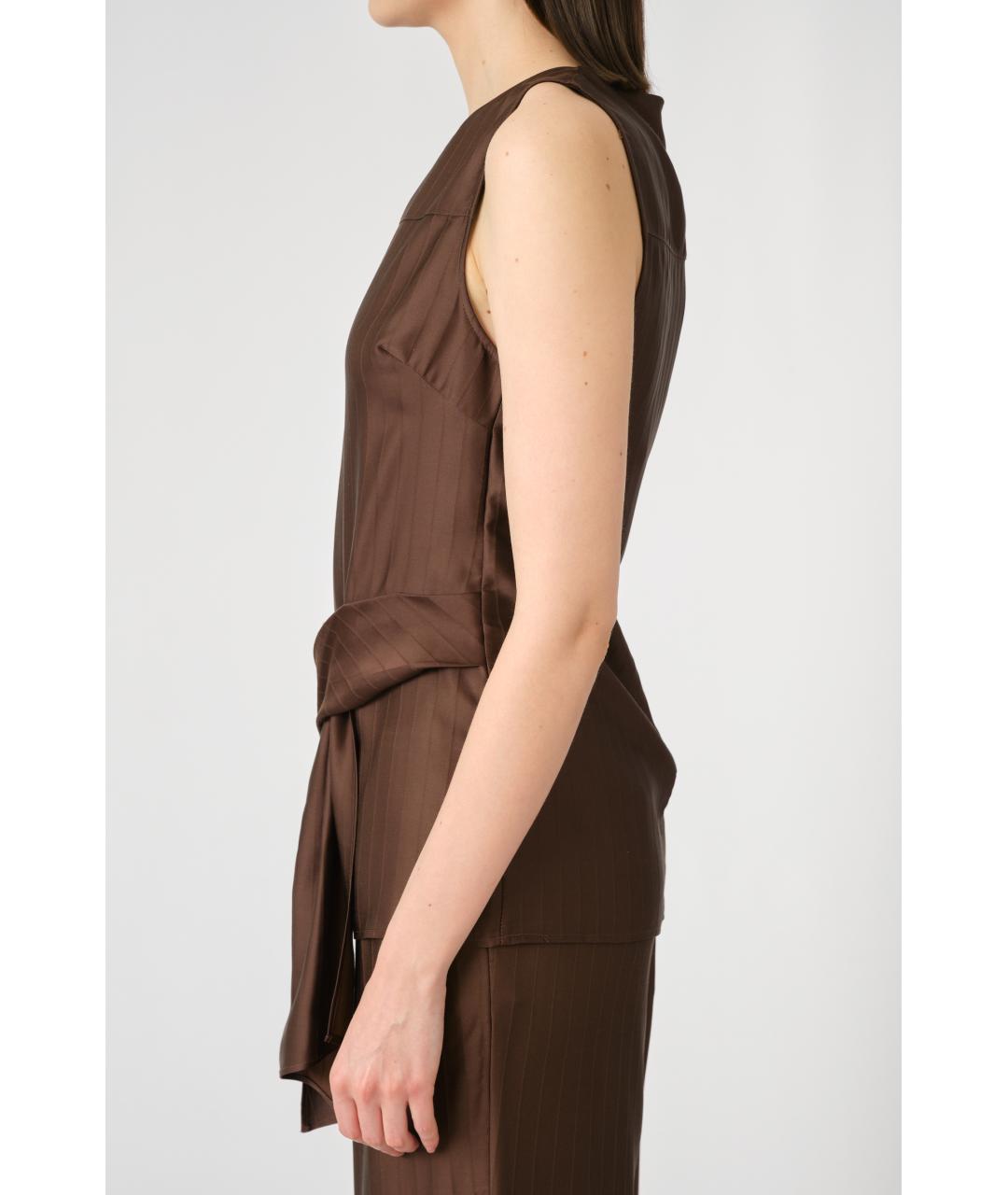 LOULOU STUDIO Коричневая шелковая блузы, фото 3