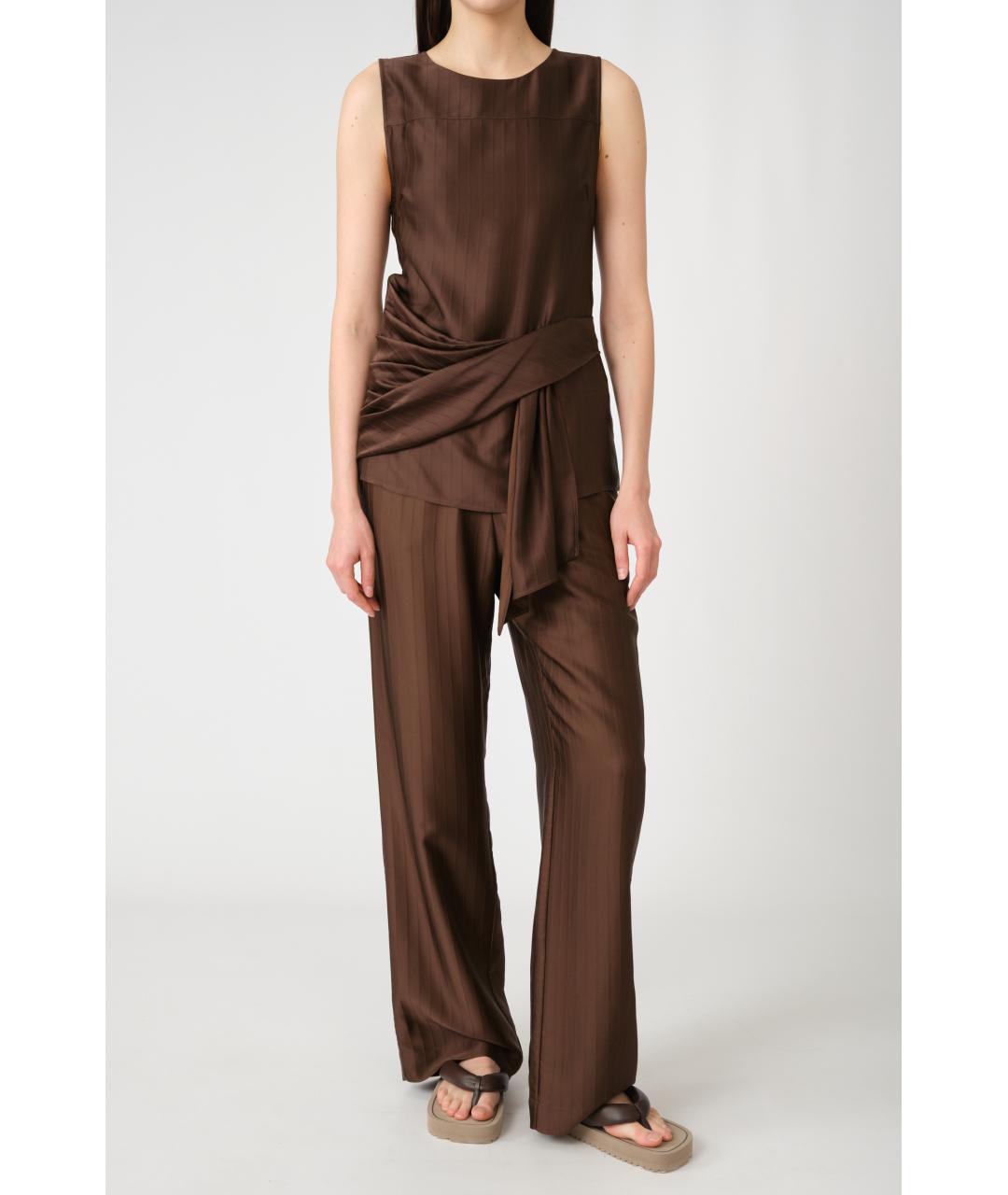 LOULOU STUDIO Коричневая шелковая блузы, фото 6