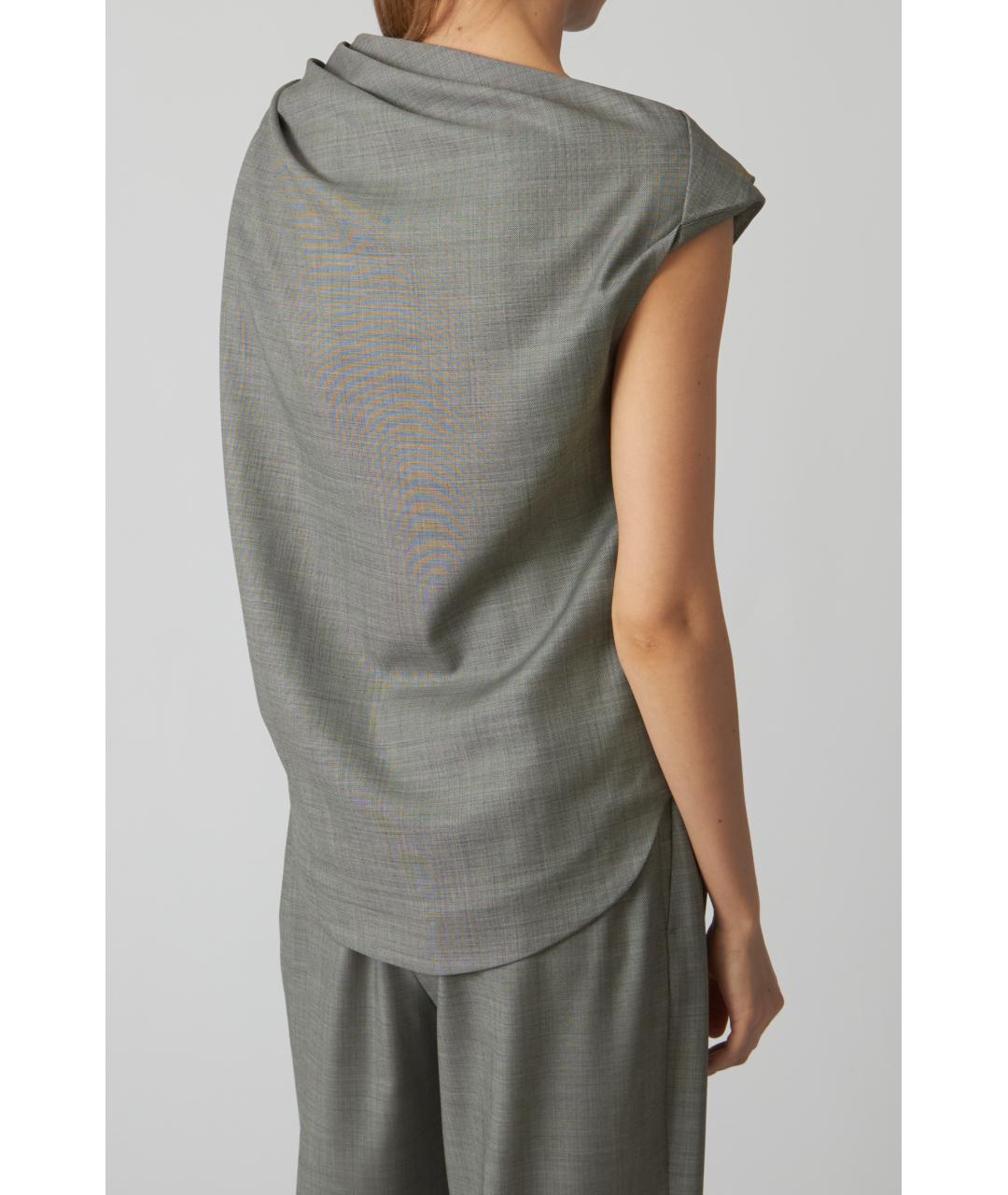 LOULOU STUDIO Серая шерстяная футболка, фото 6