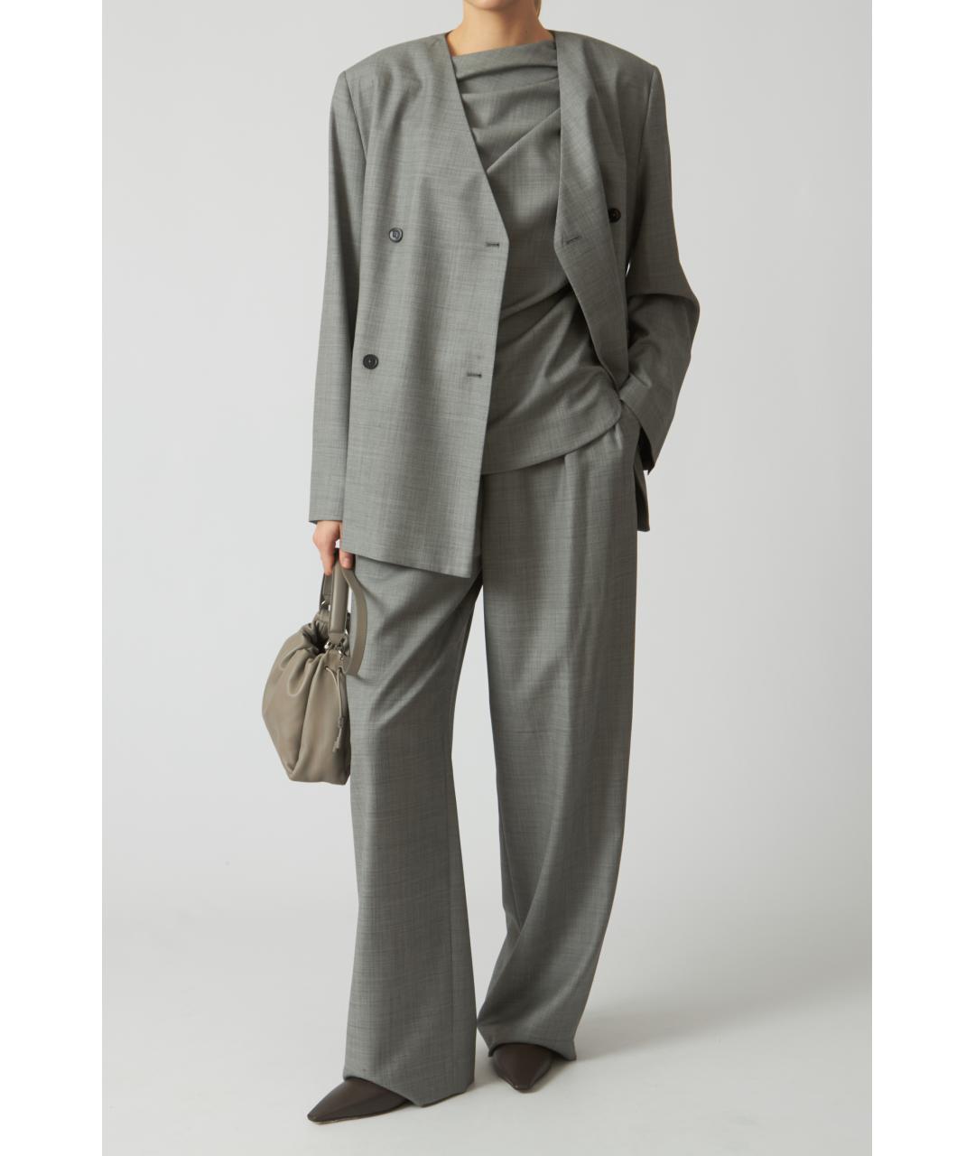 LOULOU STUDIO Серая шерстяная футболка, фото 8