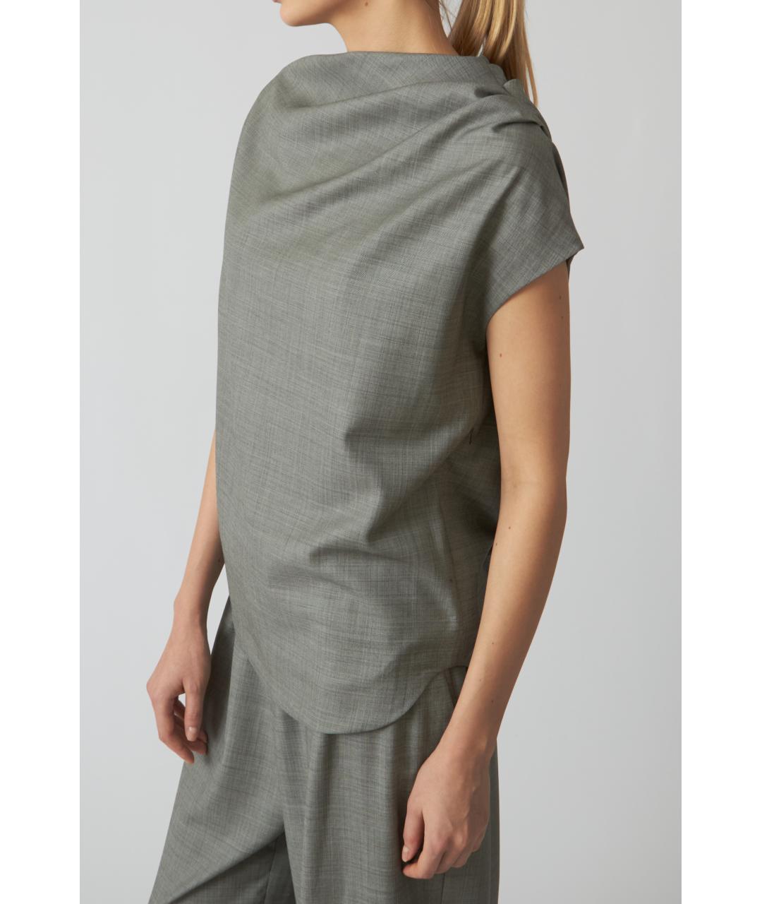 LOULOU STUDIO Серая шерстяная футболка, фото 4