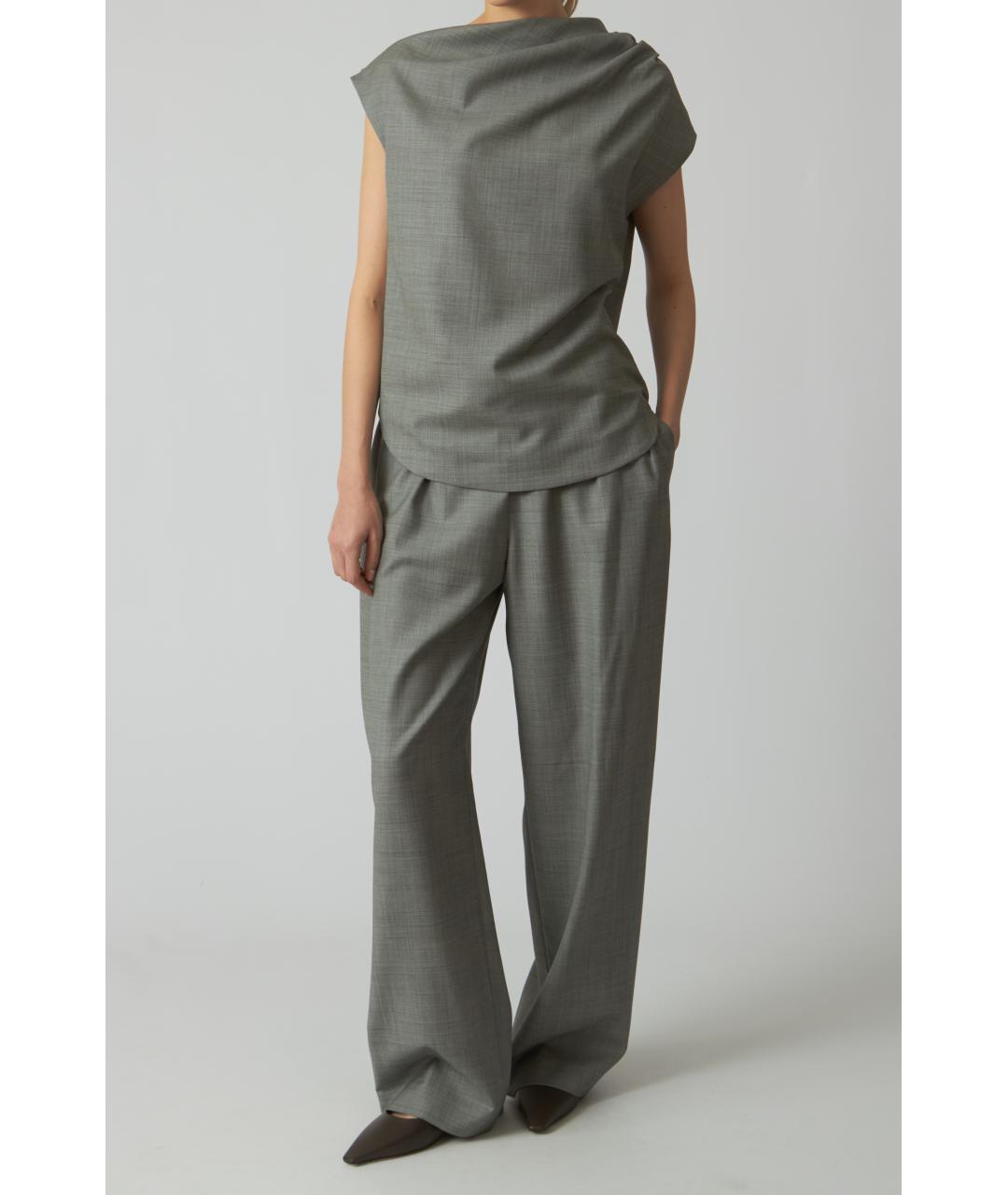 LOULOU STUDIO Серая шерстяная футболка, фото 2