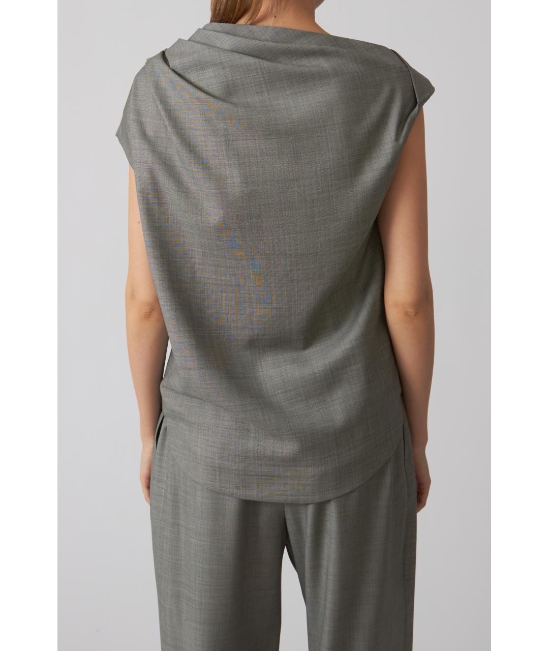 LOULOU STUDIO Серая шерстяная футболка, фото 7