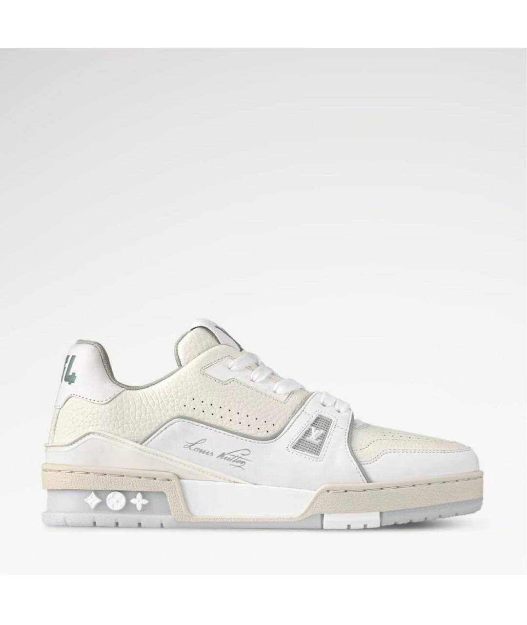 LOUIS VUITTON Белые кожаные низкие кроссовки / кеды, фото 8