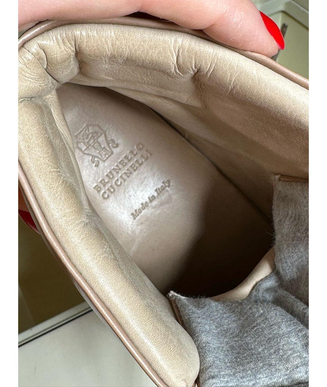 BRUNELLO CUCINELLI Бежевые кеды из лакированной кожи, фото 7