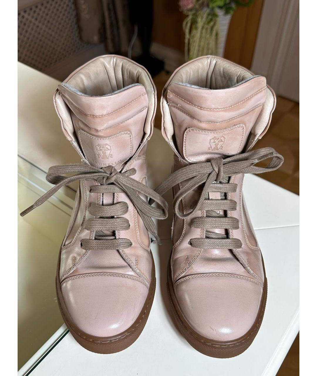 BRUNELLO CUCINELLI Бежевые кеды из лакированной кожи, фото 2