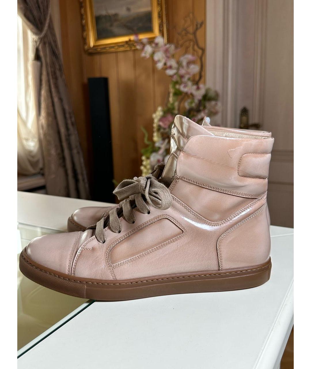 BRUNELLO CUCINELLI Бежевые кеды из лакированной кожи, фото 4