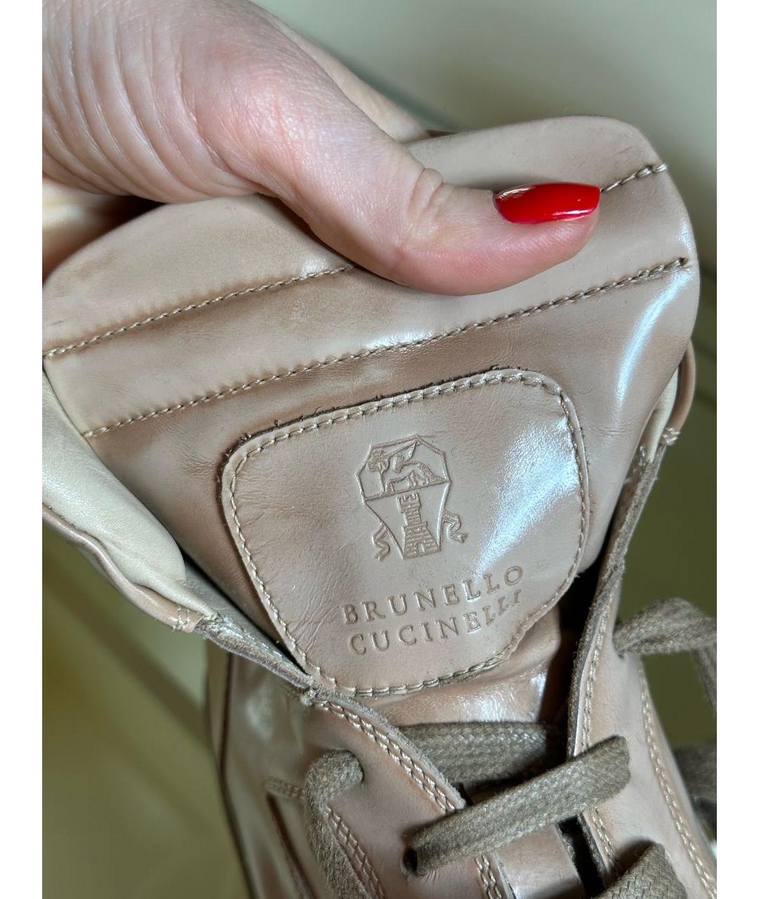 BRUNELLO CUCINELLI Бежевые кеды из лакированной кожи, фото 6