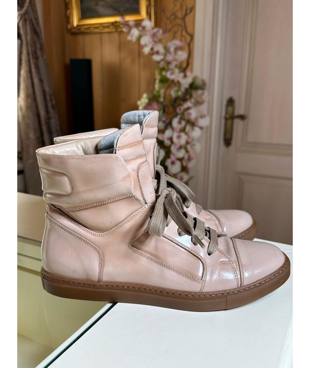 BRUNELLO CUCINELLI Бежевые кеды из лакированной кожи, фото 9