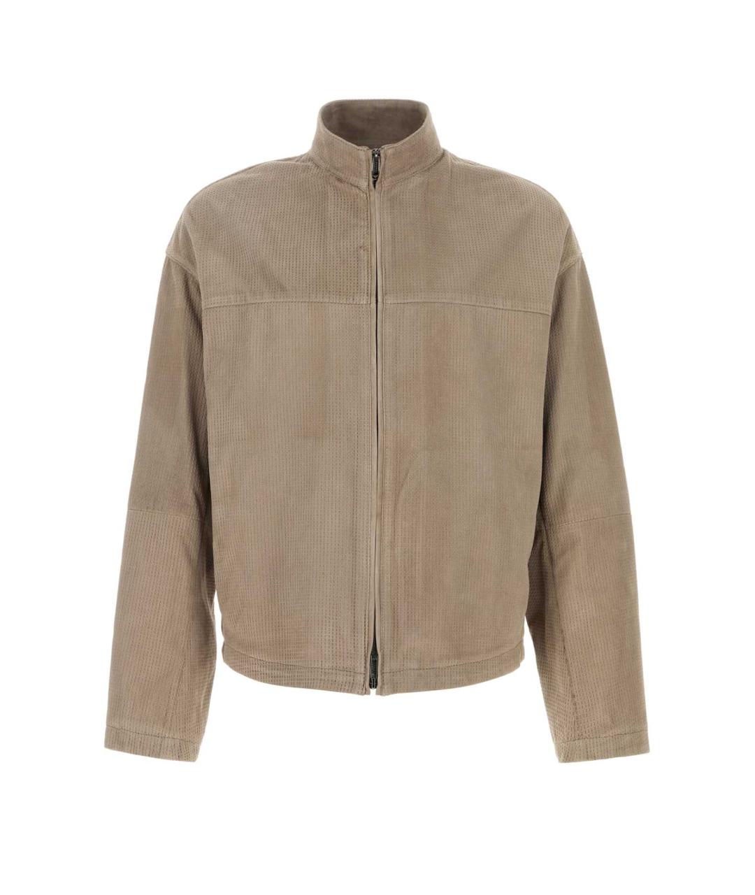 EMPORIO ARMANI Бежевая кожаная куртка, фото 1