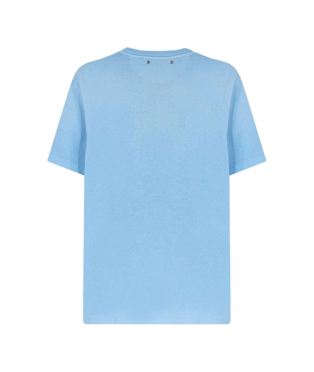 GOLDEN GOOSE DELUXE BRAND Синяя хлопковая футболка, фото 3