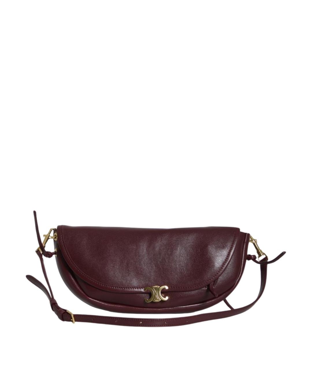 CELINE Бордовая кожаная сумка через плечо, фото 1