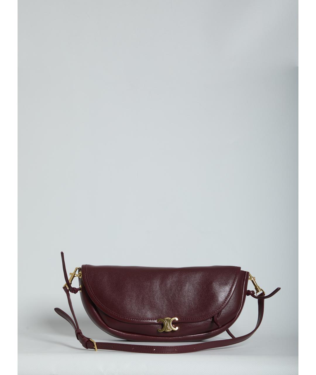 CELINE Бордовая кожаная сумка через плечо, фото 5