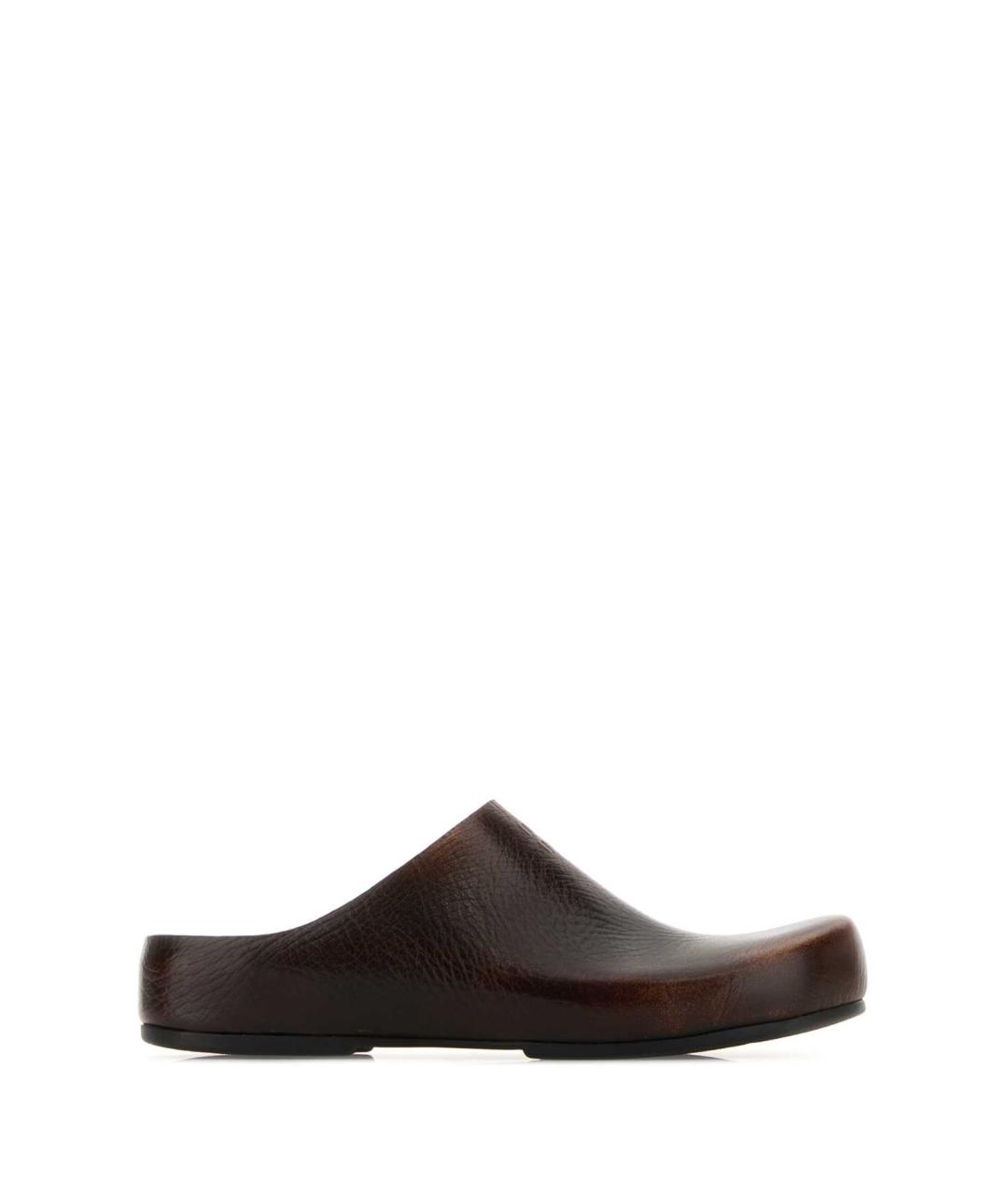 MIU MIU Коричневые кожаные мюли, фото 1