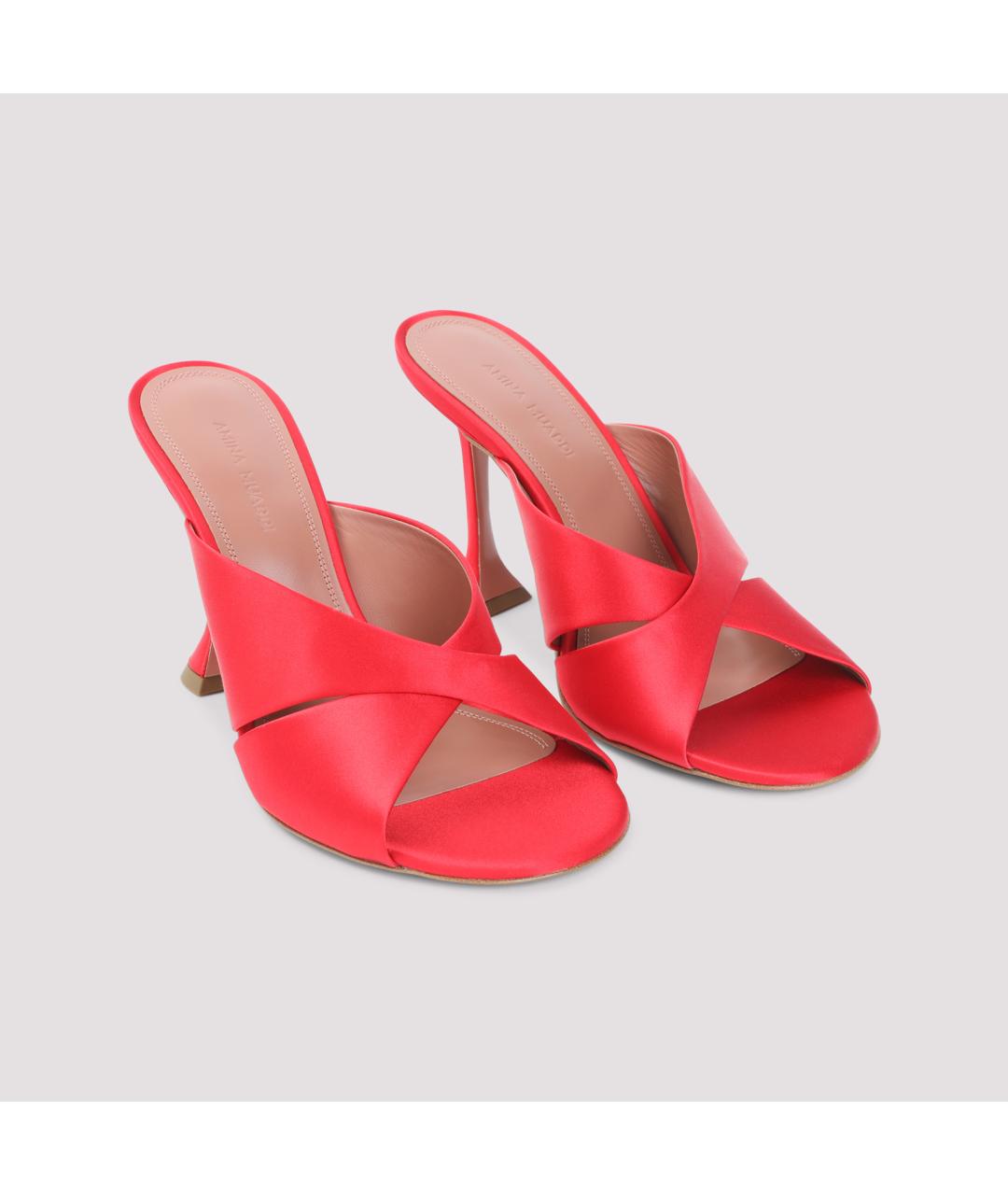 Amina Muaddi Красные кожаные мюли, фото 3