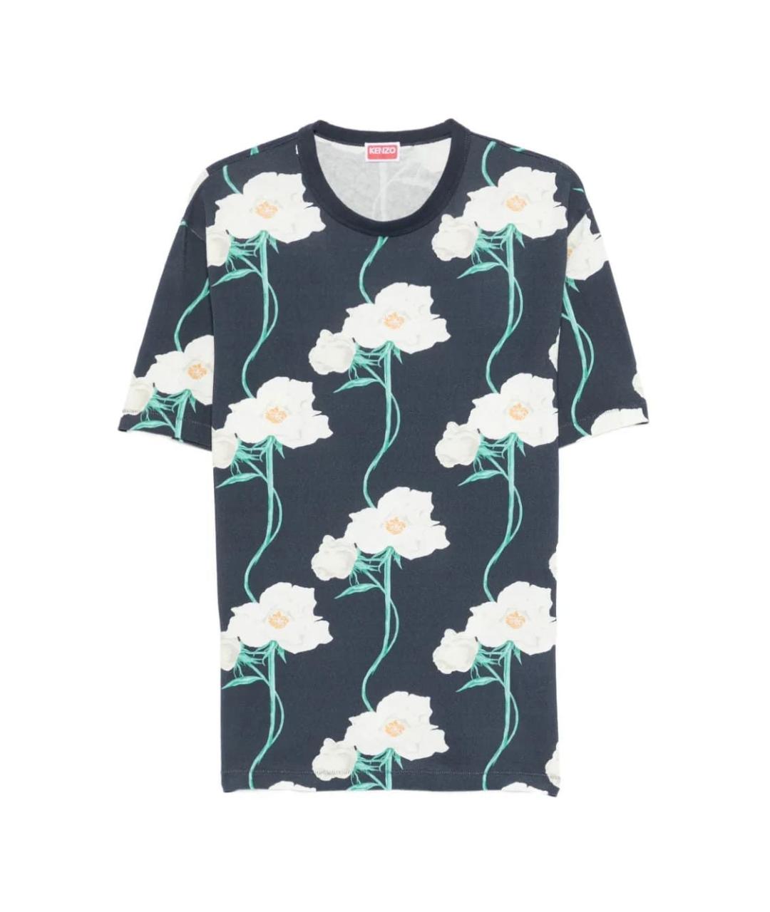 KENZO Синяя хлопковая футболка, фото 1