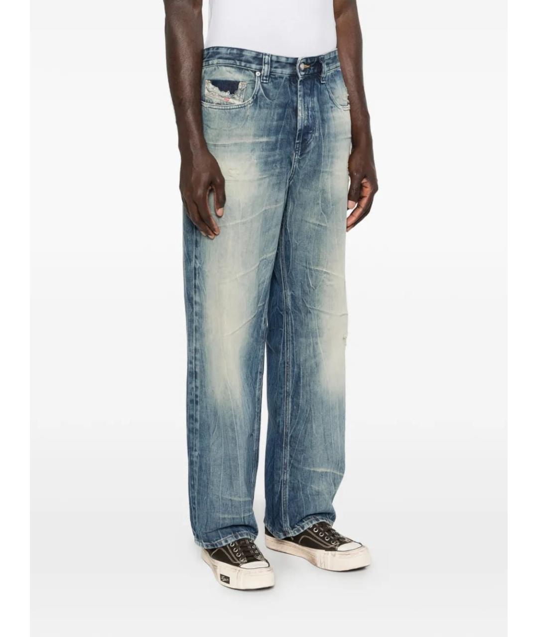 DIESEL Синие хлопковые прямые джинсы, фото 4