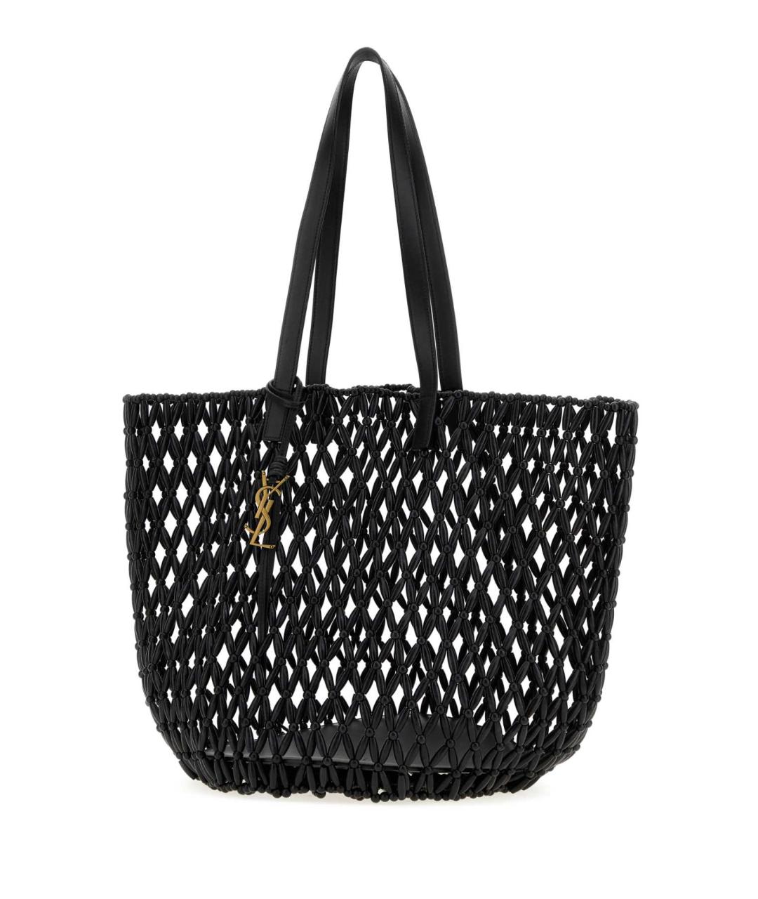 SAINT LAURENT Черная пелетеная сумка тоут, фото 2