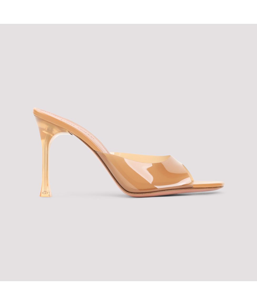 Amina Muaddi Коричневые кожаные мюли, фото 2