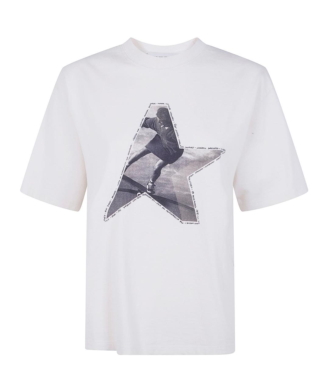 GOLDEN GOOSE DELUXE BRAND Белая хлопковая футболка, фото 1