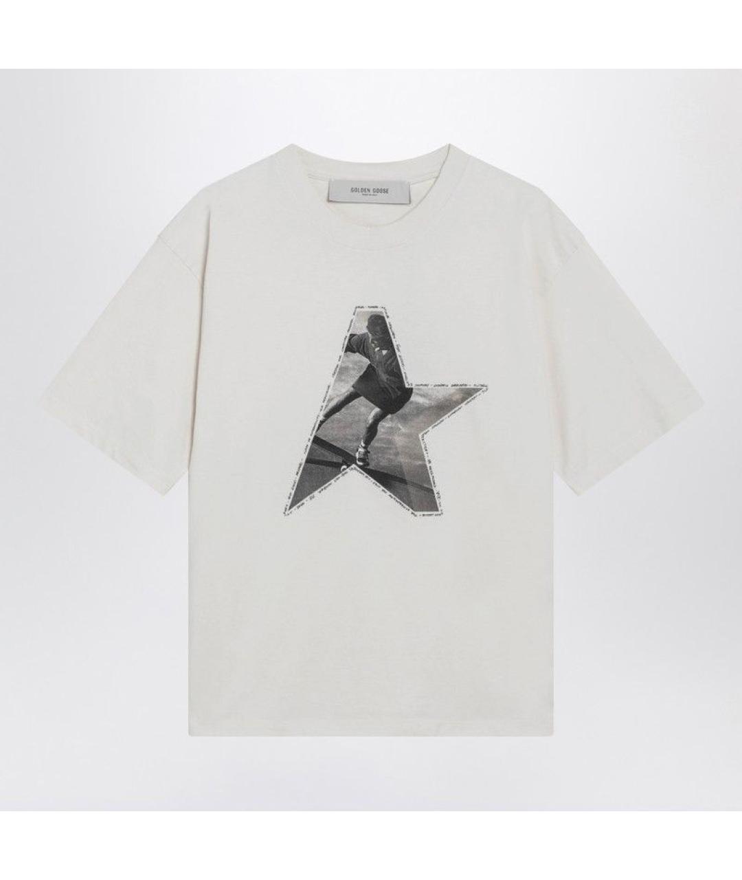 GOLDEN GOOSE DELUXE BRAND Белая хлопковая футболка, фото 2