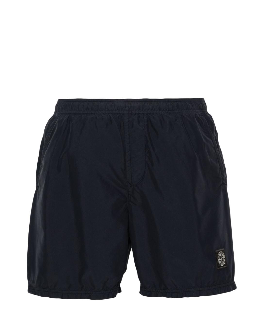 STONE ISLAND Темно-синие полиамидовые шорты, фото 1