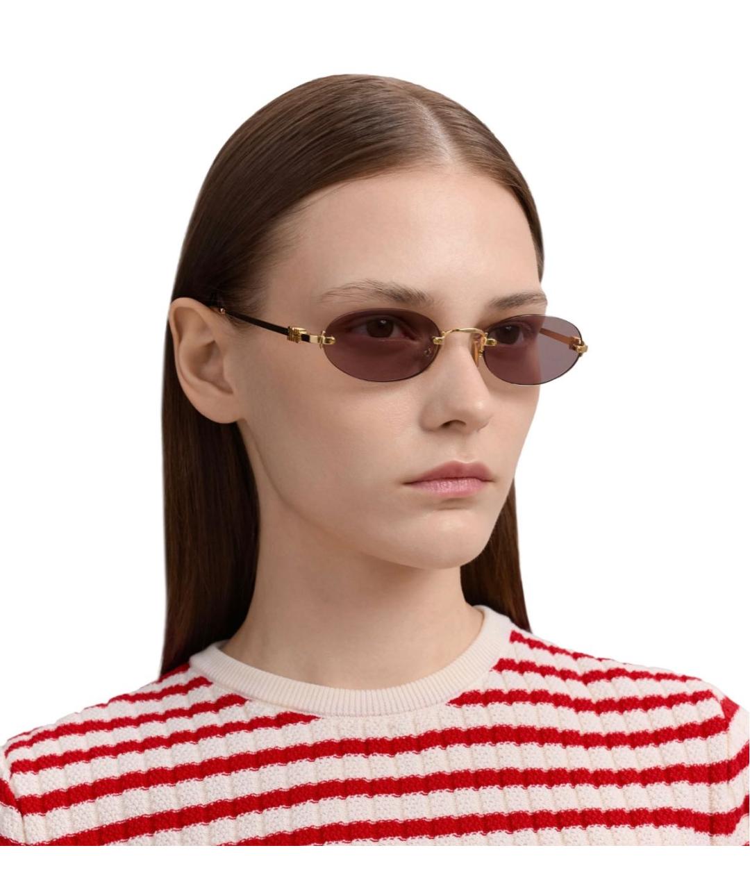 MIU MIU Золотые металлические солнцезащитные очки, фото 3