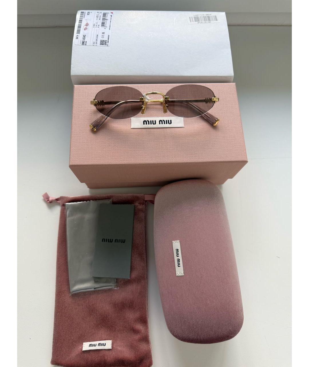 MIU MIU Золотые металлические солнцезащитные очки, фото 5