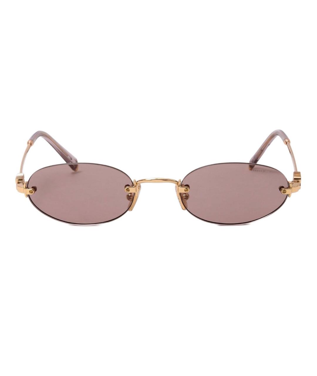 MIU MIU Золотые металлические солнцезащитные очки, фото 2