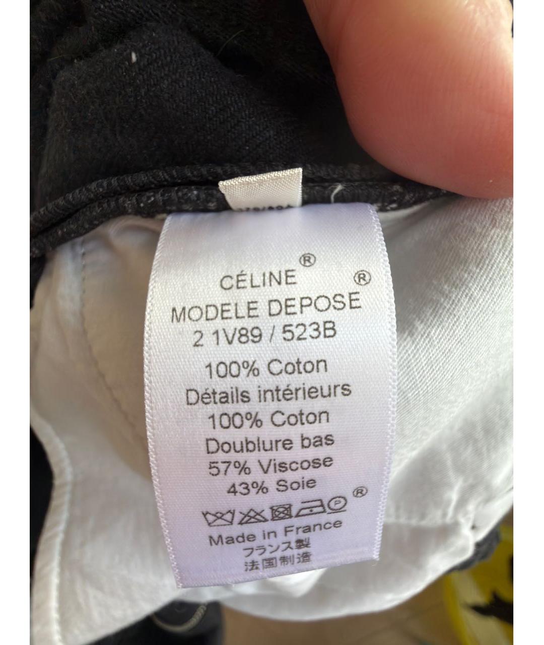 CELINE Черные хлопковые прямые джинсы, фото 6