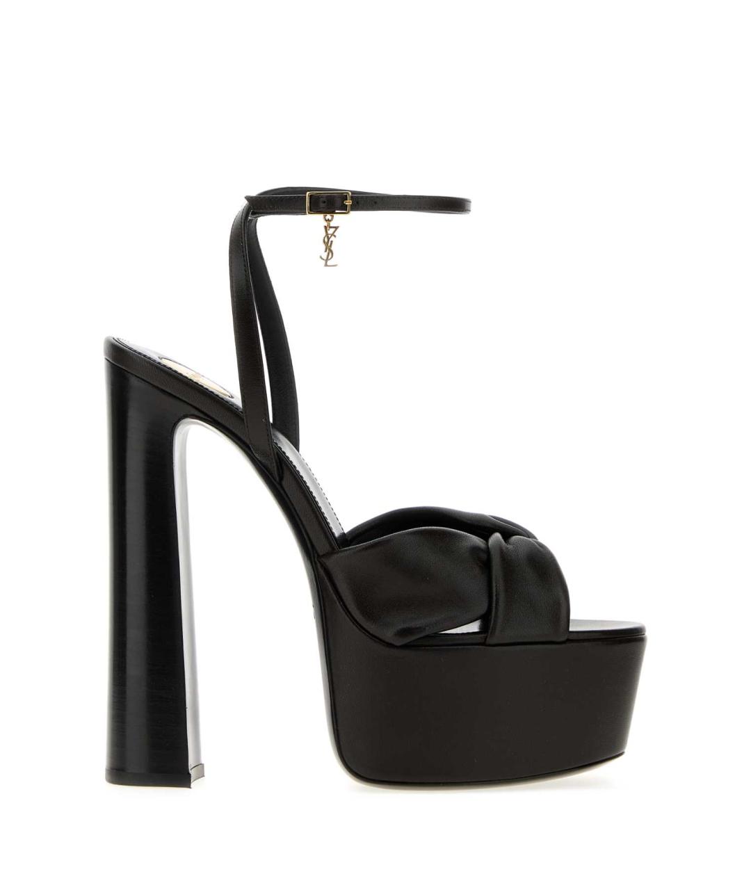 SAINT LAURENT Черные кожаные босоножки, фото 1