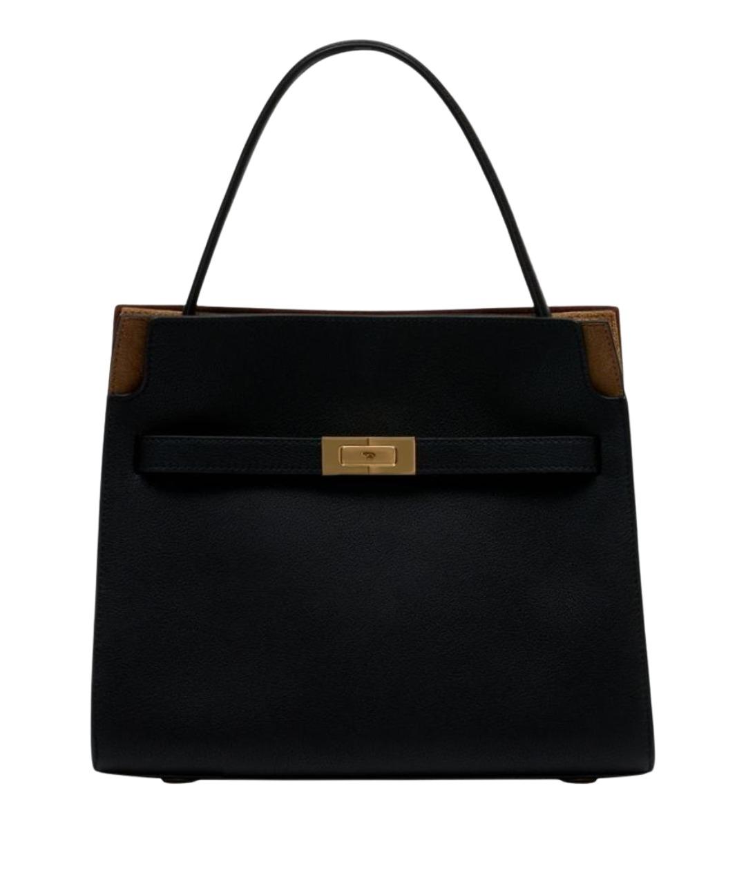 TORY BURCH Черная кожаная сумка с короткими ручками, фото 1