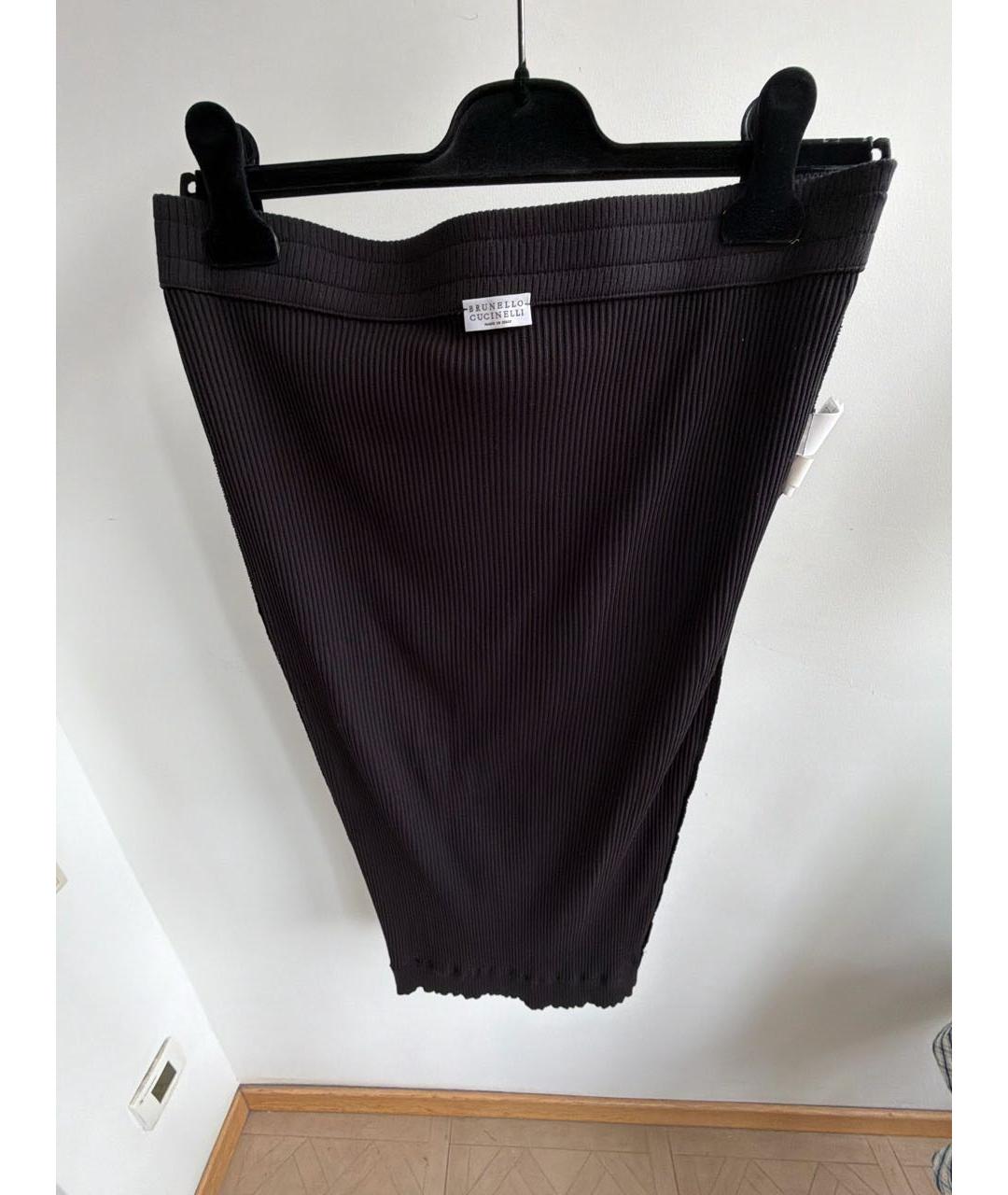 BRUNELLO CUCINELLI Черная хлопковая юбка миди, фото 3