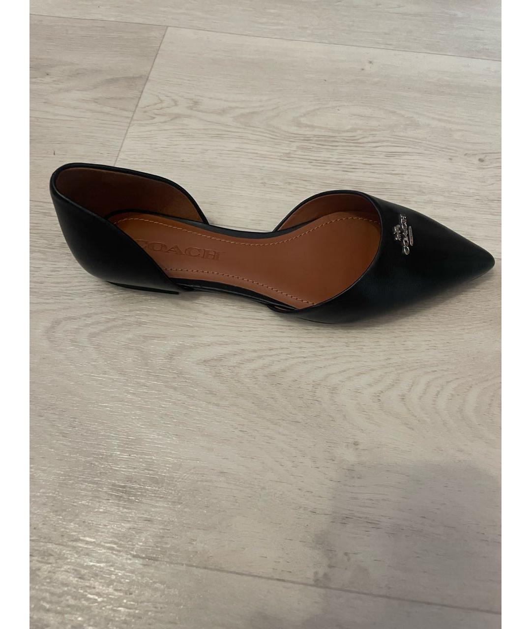 COACH Черные кожаные балетки, фото 5