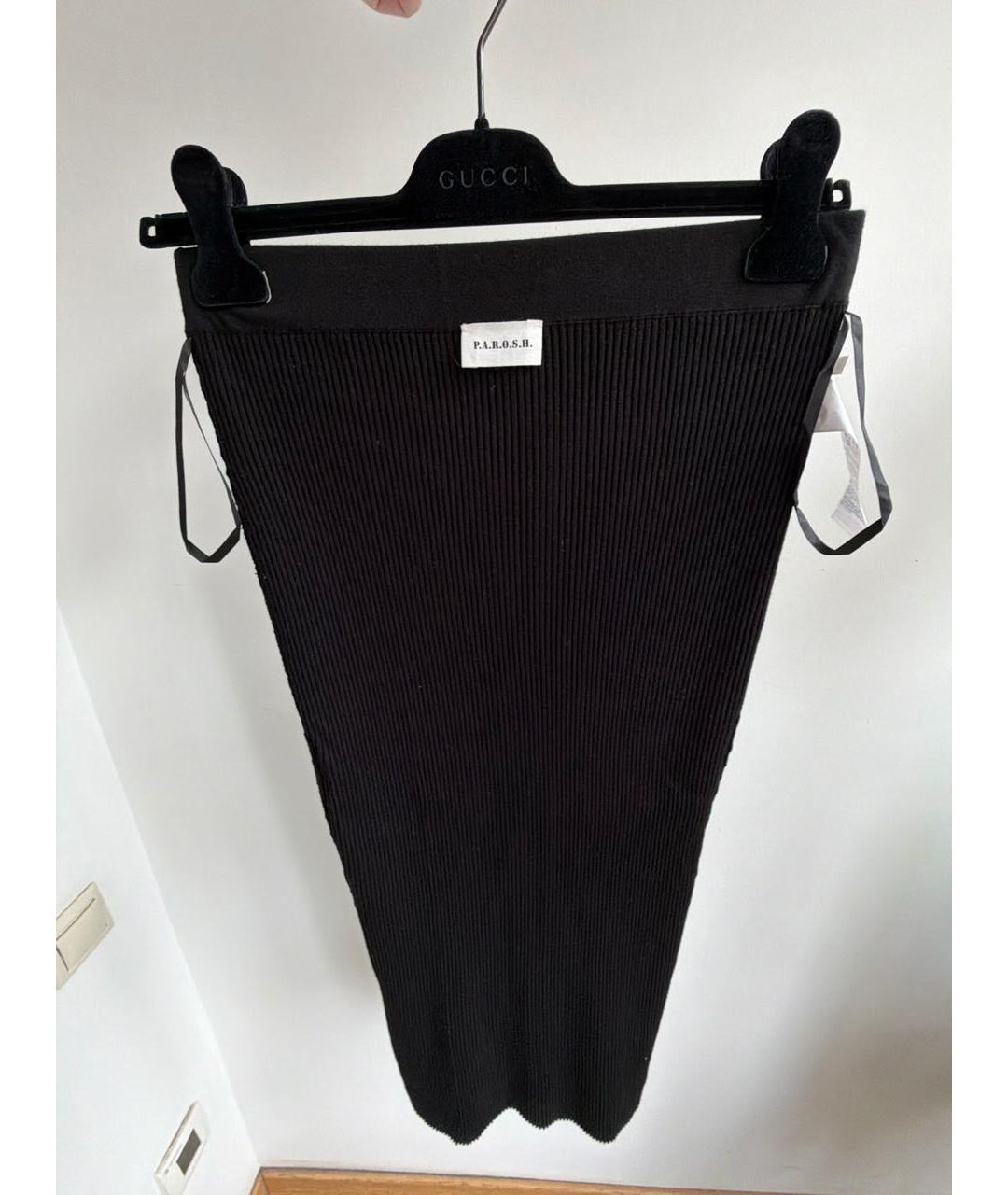 P.A.R.O.S.H. Черная вискозная юбка миди, фото 3