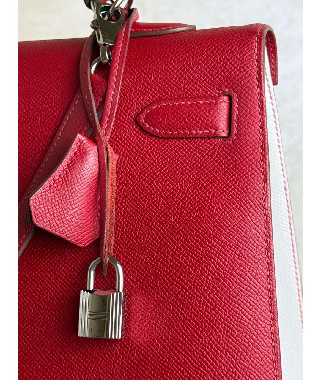 HERMES Красная кожаная сумка с короткими ручками, фото 6