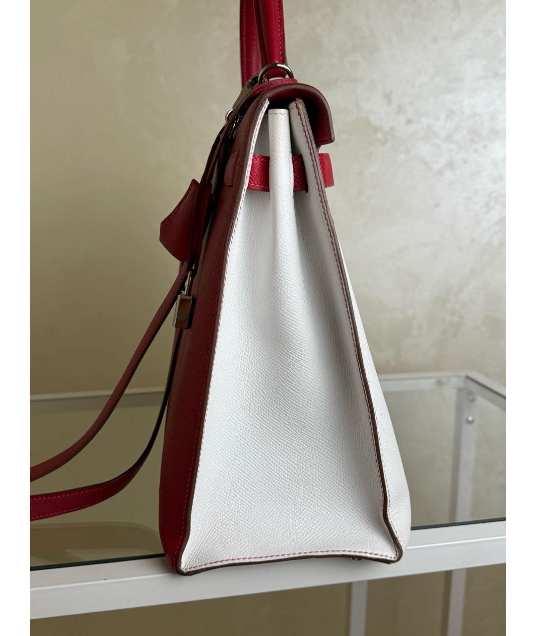 HERMES Красная кожаная сумка с короткими ручками, фото 7