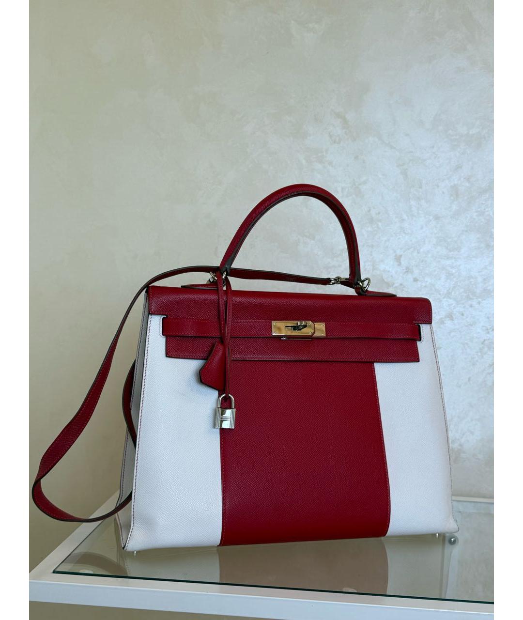 HERMES Красная кожаная сумка с короткими ручками, фото 9