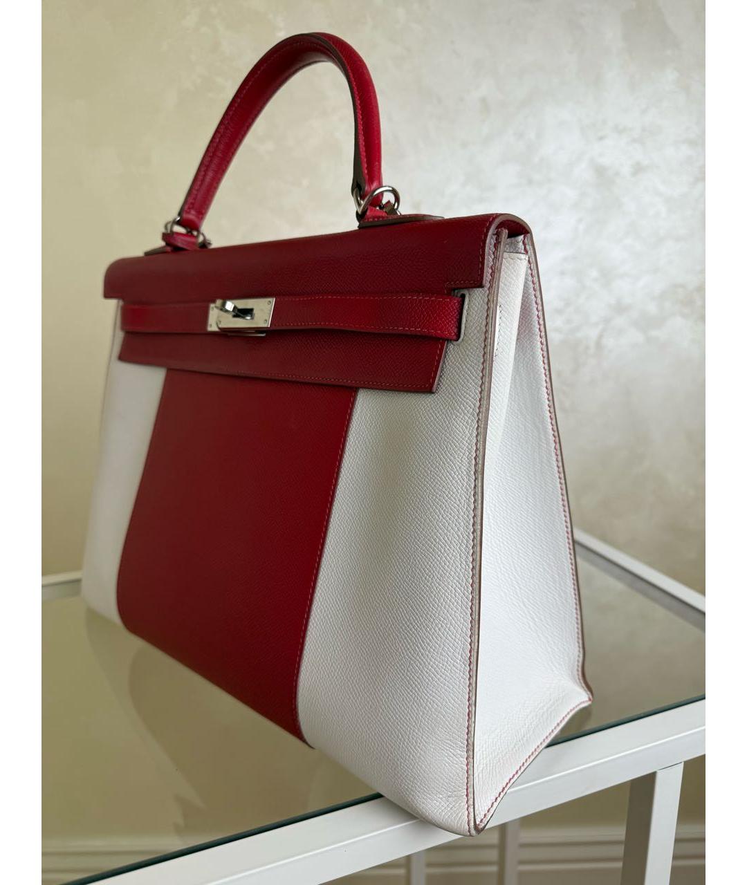 HERMES Красная кожаная сумка с короткими ручками, фото 2