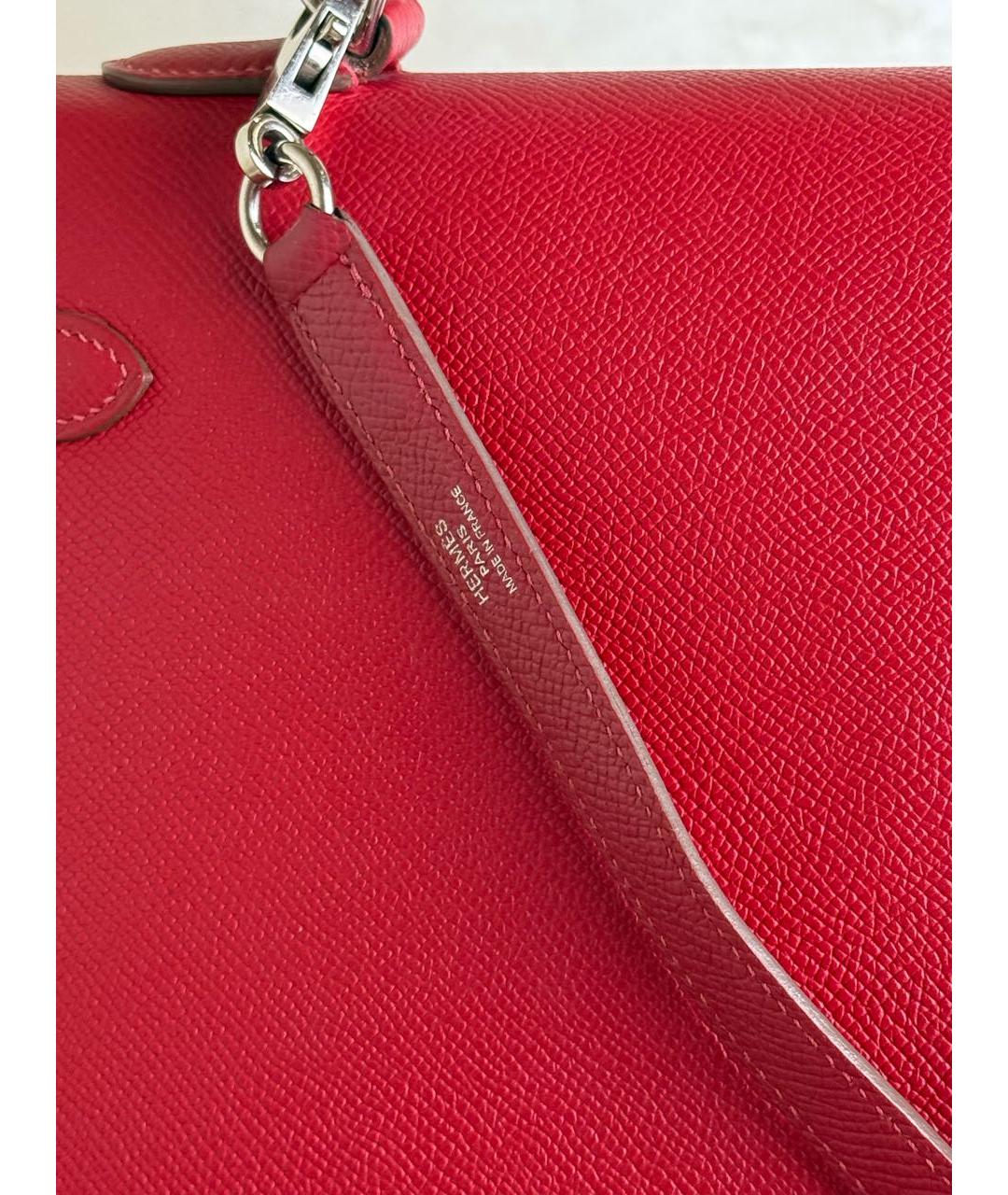 HERMES Красная кожаная сумка с короткими ручками, фото 8