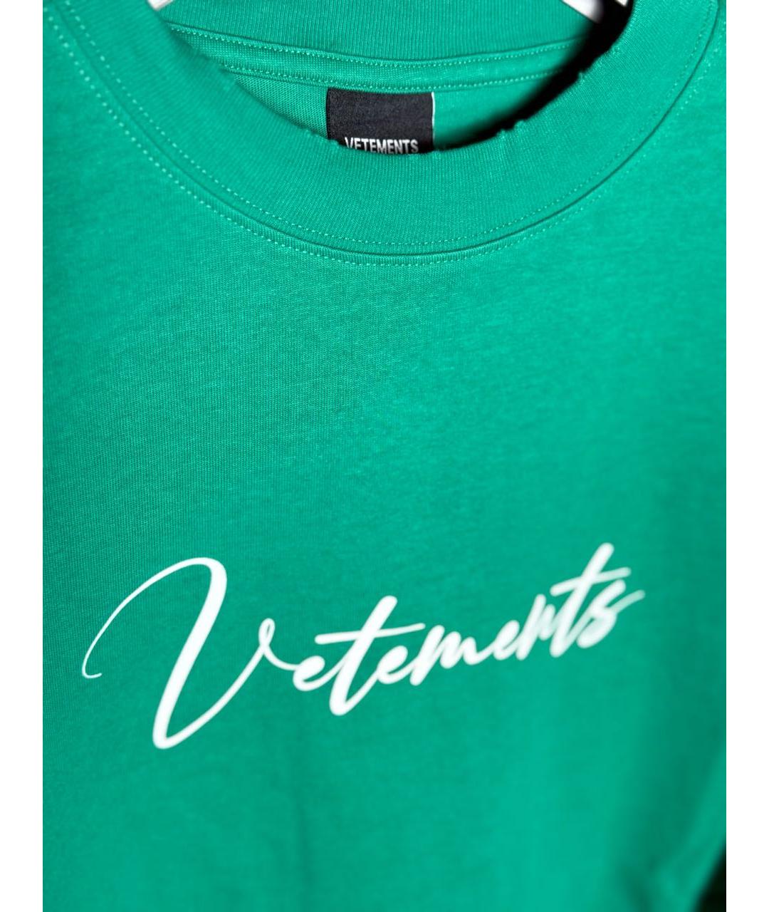 VETEMENTS Зеленая хлопковая футболка, фото 3