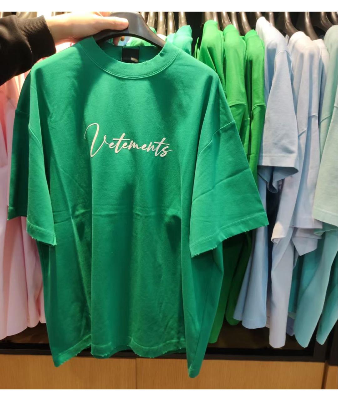 VETEMENTS Зеленая хлопковая футболка, фото 2